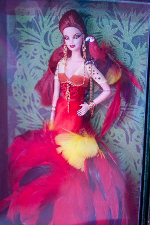 В 2008 году под золотым лейблом компанией Mattel была выпущена очень яркая и претенциозная кукла - Barbie The Scarlet Macaw. 06