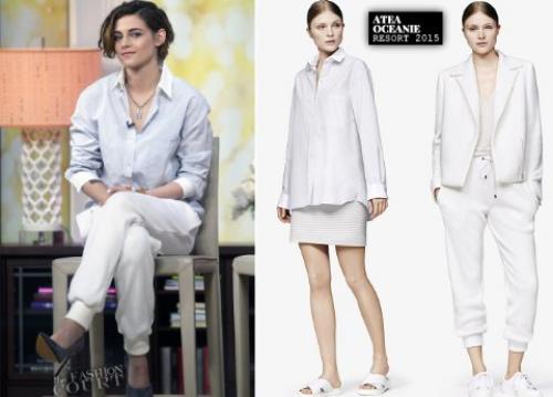 Вчера Кристен появилась на IFC показе фильма Облака Зильс - Марии в чудесном белом костюме от бренда Ateaoceanie. 02