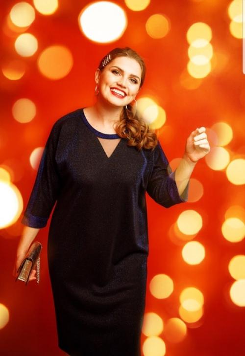 Ещё один новогодний образ - темно-синее мерцающее платье. 02