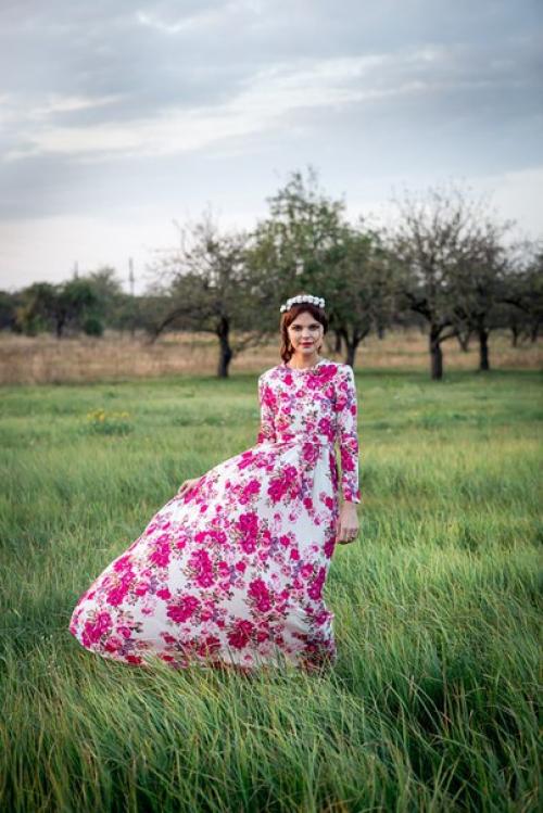 Образ с цветочным платьем. 02