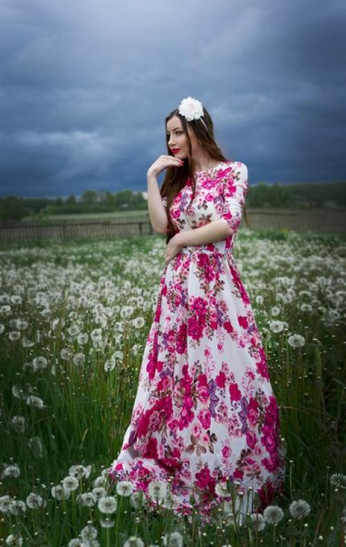 Образ с цветочным платьем. 06