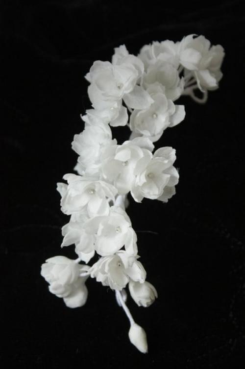 Нежная гроздь жасмина дополнила образ на съёмке. 01