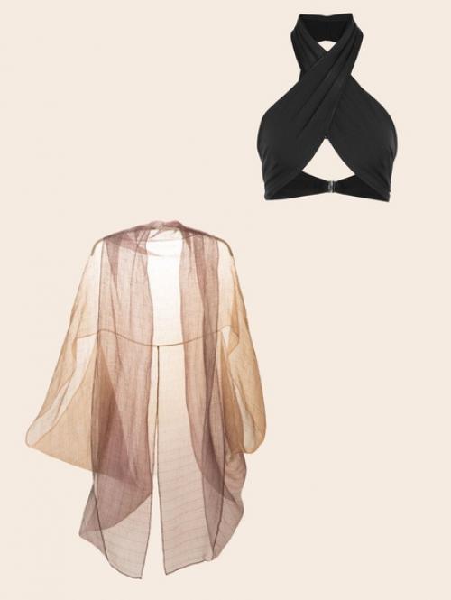 Юбка из торжественного кимоно и открытый топ - необычный элегантный наряд для новогодней вечеринки. 01