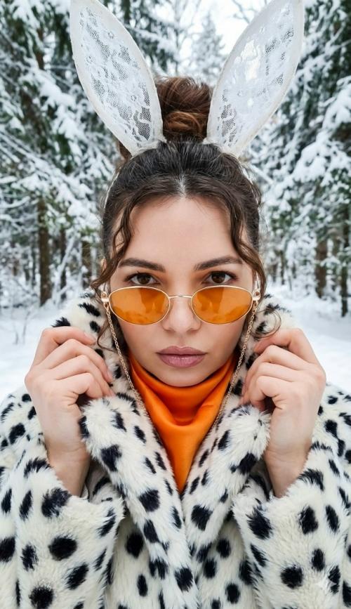 Промт:   Фото в стильном и ярком исполнении, где девушка изображена крупным планом. 03