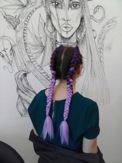 Тольятти. Цветные косы с канекалоном хит этого лета? 03