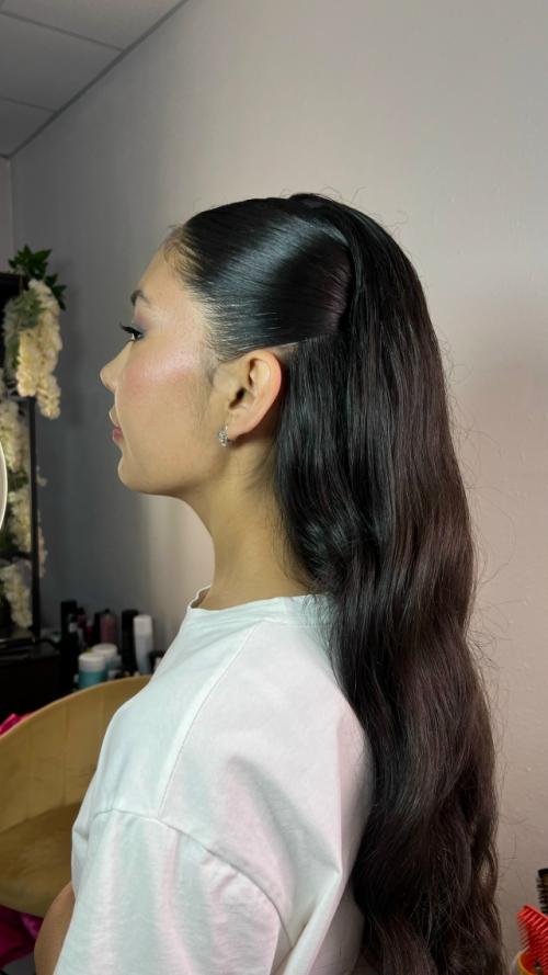 Свадебный макияж + собранная прическа с элементами крупных локонов. 05