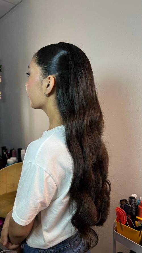 Свадебный макияж + собранная прическа с элементами крупных локонов. 04