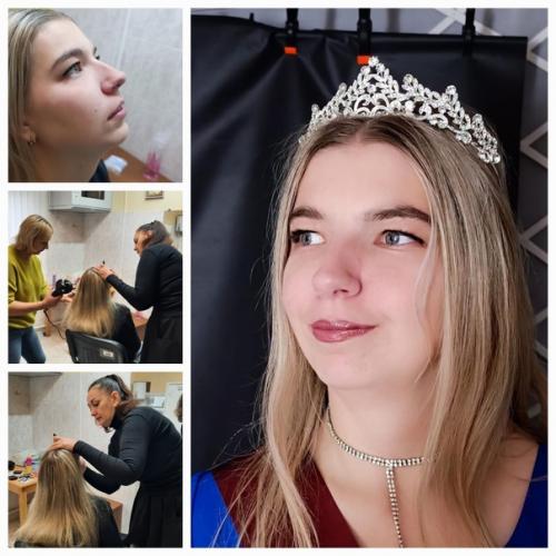 В салоне красоты Шпилька Виктория готовилась к выездной фотосессии: делала макияж, прическу. 02