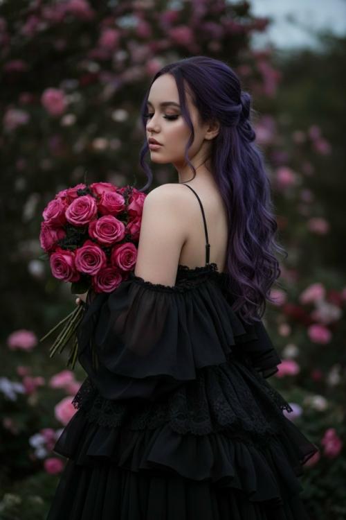 Промт.  Ультрареалистичный кинематографический портрет женщины, увиденной сзади, ее голова слегка наклонена в одну сторону. 01