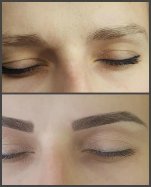 Окрашивание и коррекция бровей, макияж, причёски. 07