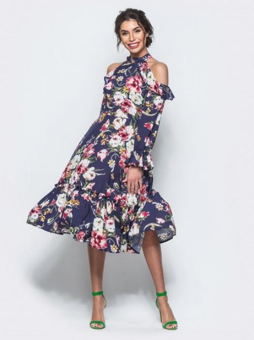 Шикарный летний вечерний образ для торжества, выпускного и любого другого праздника можно создать в шифоновых платьях миди от Модного Острова! 01