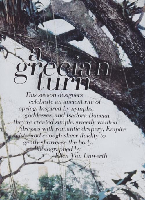 Греческий Поворот. Американский Vogue, май 1994 года. 01