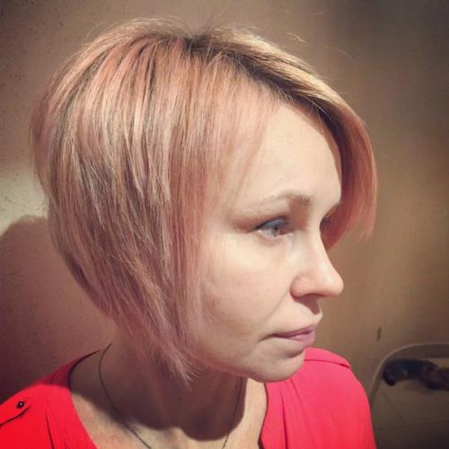 Калифорнийское окрашивание, тонирование в цвет фламинго, стрижка по тони гай в стили пикси. 01