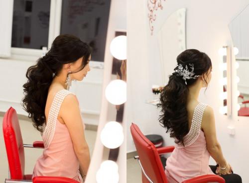 Для своего экзамена на повышении квалификации по прическам, выбрала свадебную прическу, хвост, и классический макияж. 01