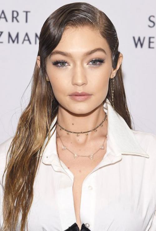 Неоновые тени и эффект мокрых волос - новый звездный бьюти - тренд. 01