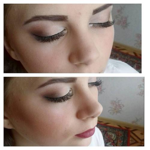 Девушки, дополнить ваш образ макияжем и прической на выпускной вечер. 01