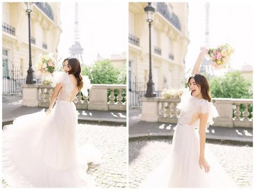 Женский полет.  Свадебная фотосессия Delicate Photography живописными видами Парижа очаровывает. 02