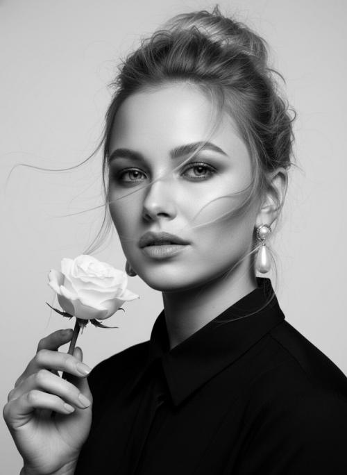 Черно-белый редакционный портрет моего эталонного лица. 01