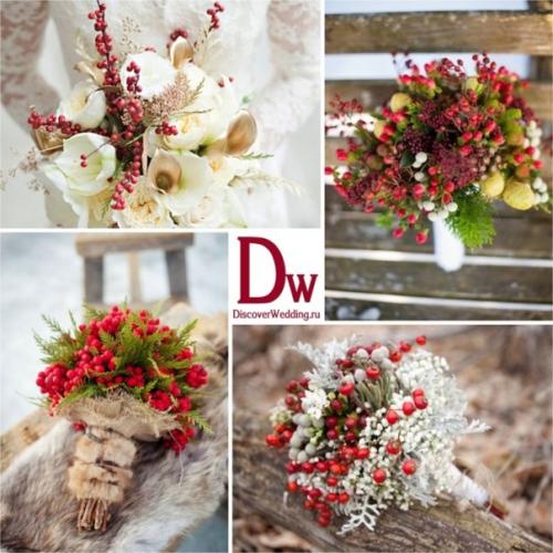 Поздние ягоды, такие как клюква, брусника, рябина, часто используют в оформлении зимних свадеб. 02