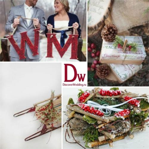 Поздние ягоды, такие как клюква, брусника, рябина, часто используют в оформлении зимних свадеб. 05